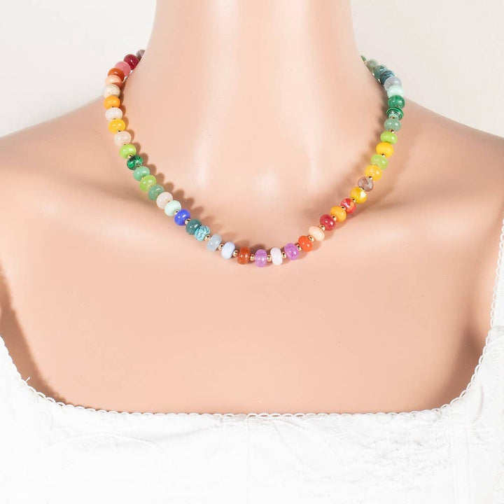 Round Stone Beaded Necklace