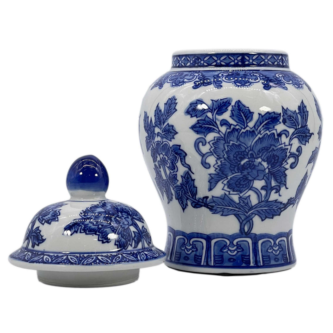 Small Chinoiserie Ceramic Decorative Tea & Ginger Jar 8"