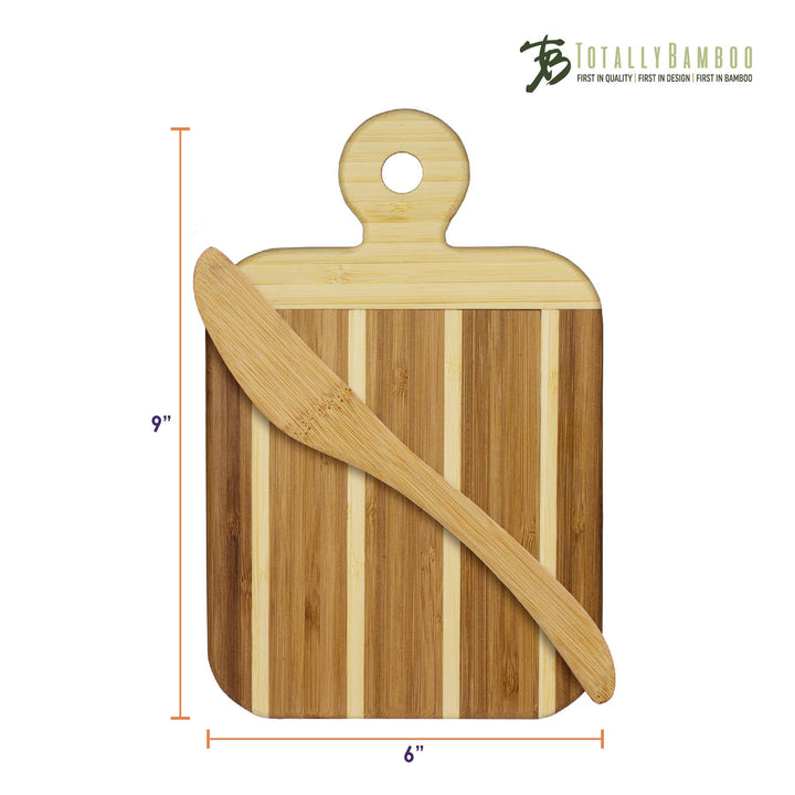 Striped Paddle Cutting Board and Spreader Knife Gift Set
