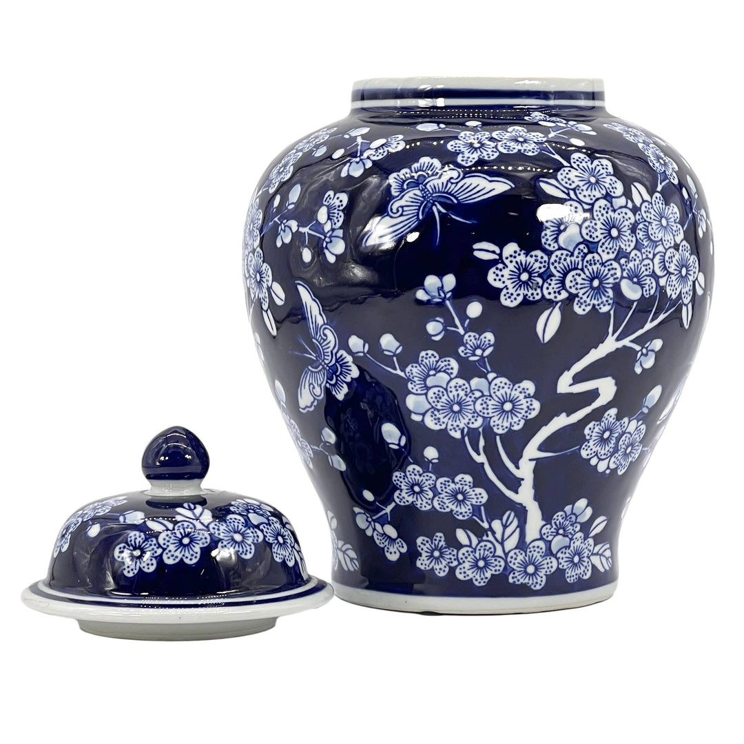 Floral Chinoiserie Ceramic Ginger Jar 12"