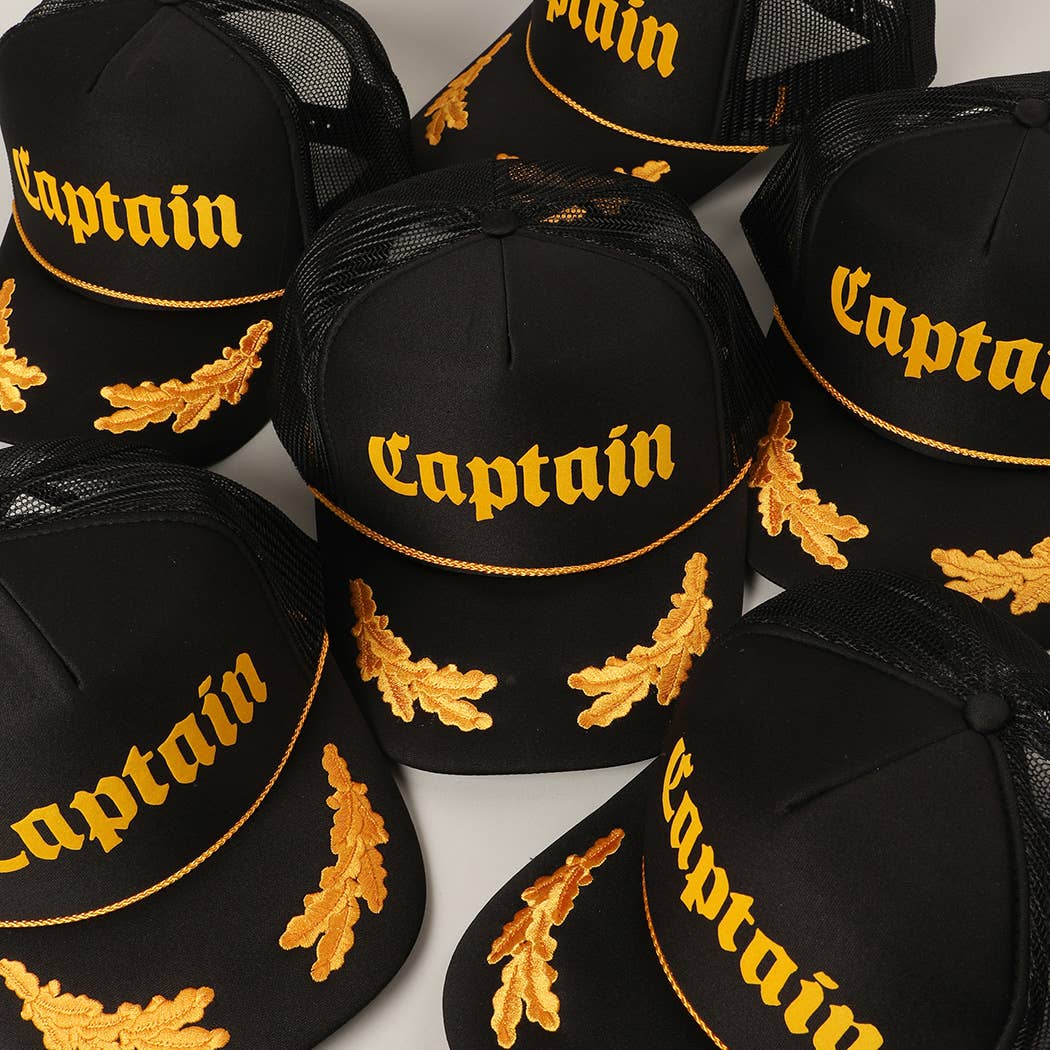 CAPTAIN Lettering Logo Foam Mesh Back Trucker Hat