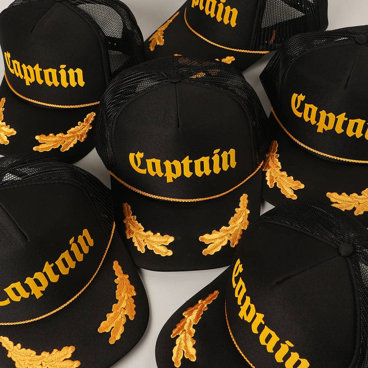 CAPTAIN Lettering Logo Foam Mesh Back Trucker Hat