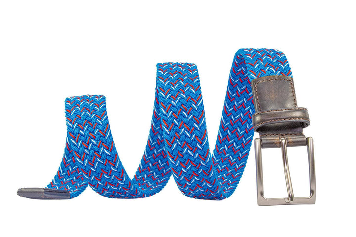 Braided Stretch Woven Blue and Red Keychain