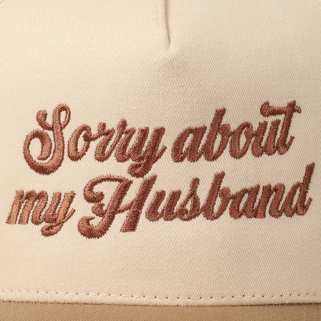 Sorry About My Wife / Husband Embroidery Two-Tone Canvas Cap