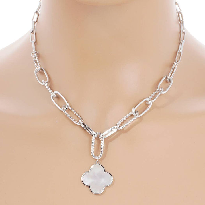 Gold-Dipped Clover Charm Linked Chain Necklace