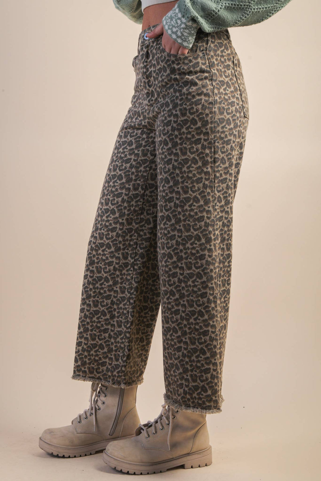 Leopard Printed Marine Straight Pants