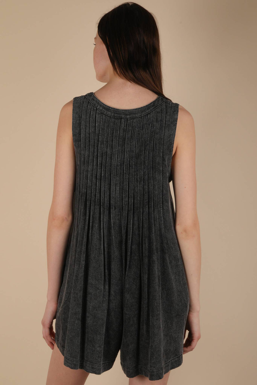 NP70876-Mineral Washed Pleated Romper