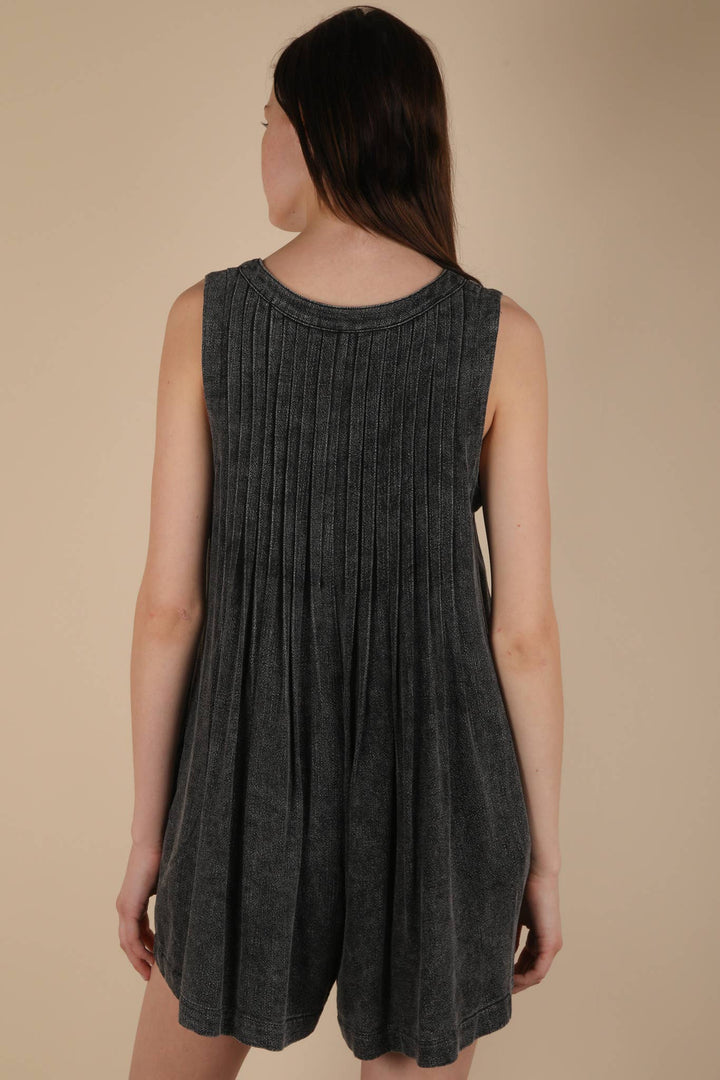 NP70876-Mineral Washed Pleated Romper