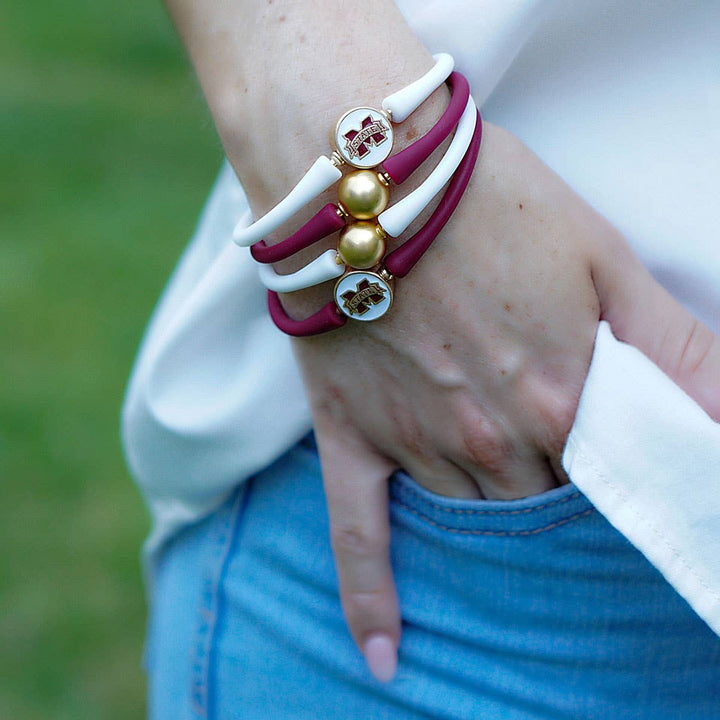 Mississippi State Bulldogs Enamel Silicone Bali Bracelet