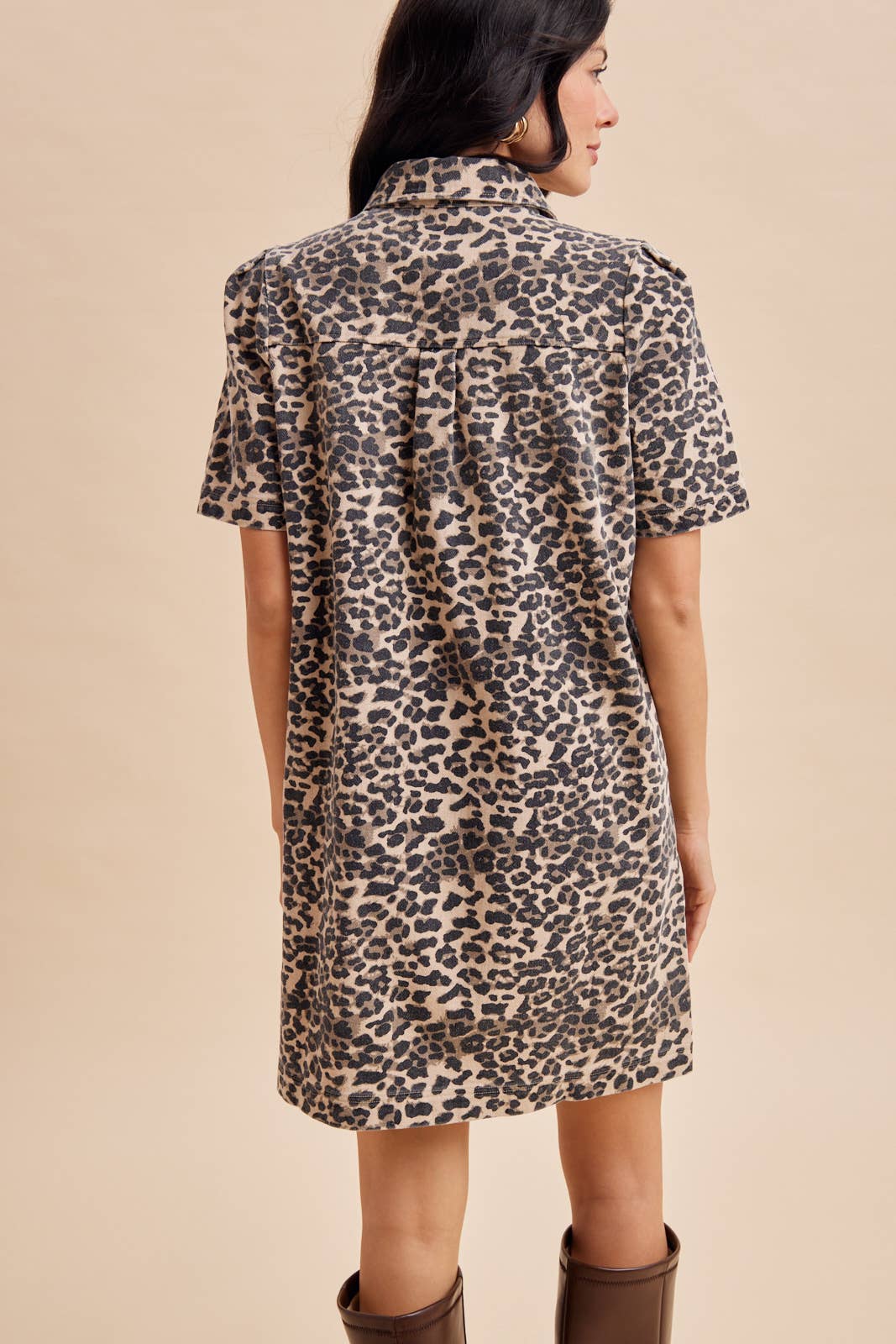 LEOPARD UTILITY MINI DRESS