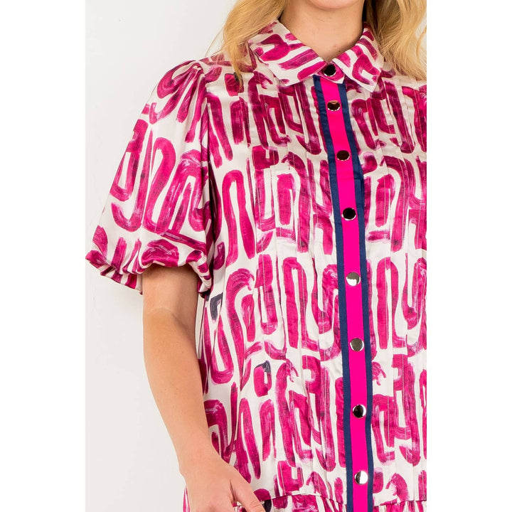 Button Up Print Dress