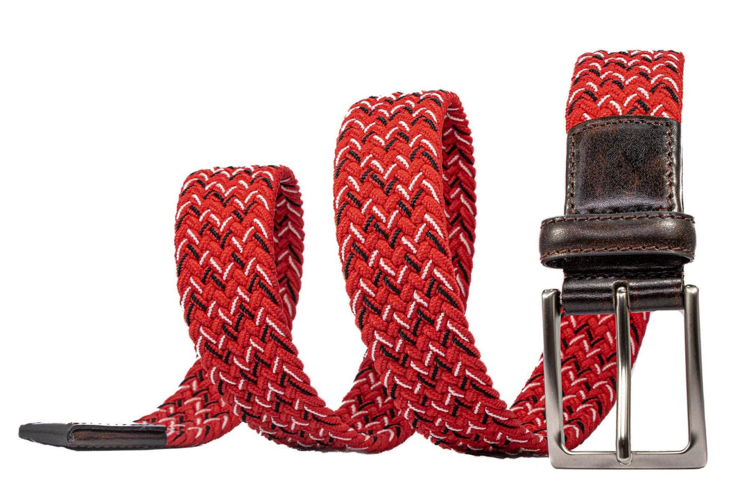 Braided Stretch Woven Red and Black Keychain