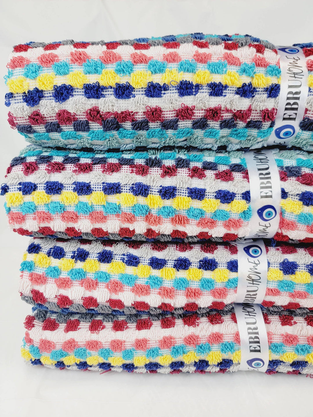 Colorful Organic Turkish Cotton Pom Pom Towel