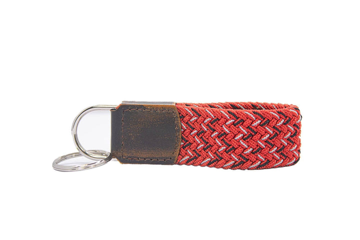 Braided Stretch Woven Red and Black Keychain