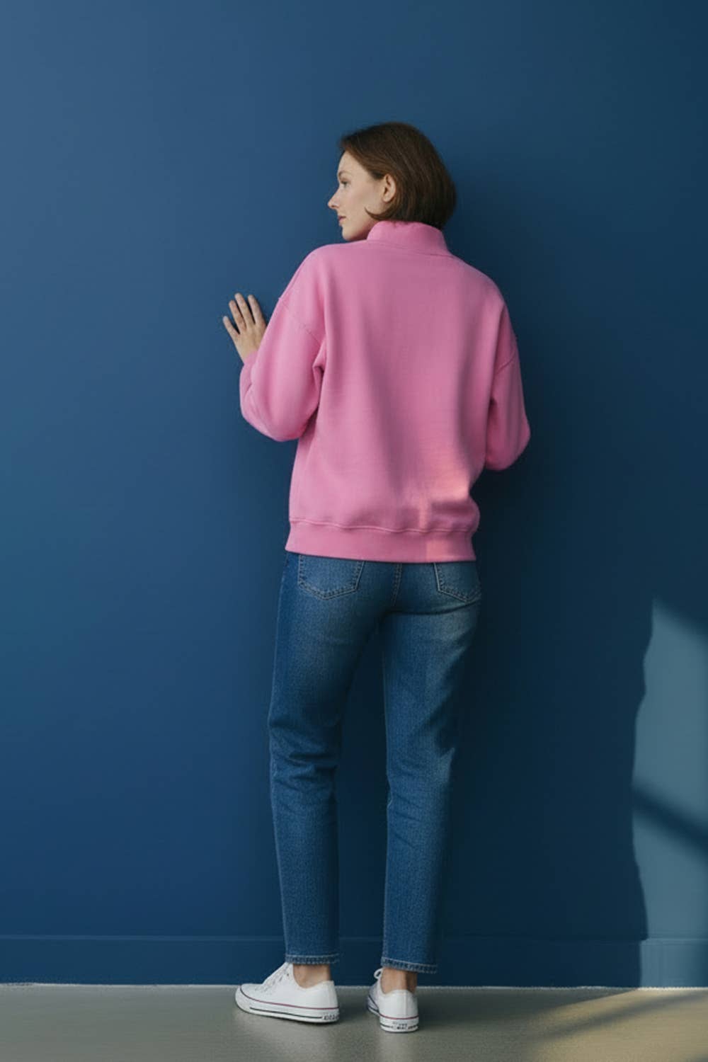 Reversible Graphic Mock-Neck Crop Sweatshirt