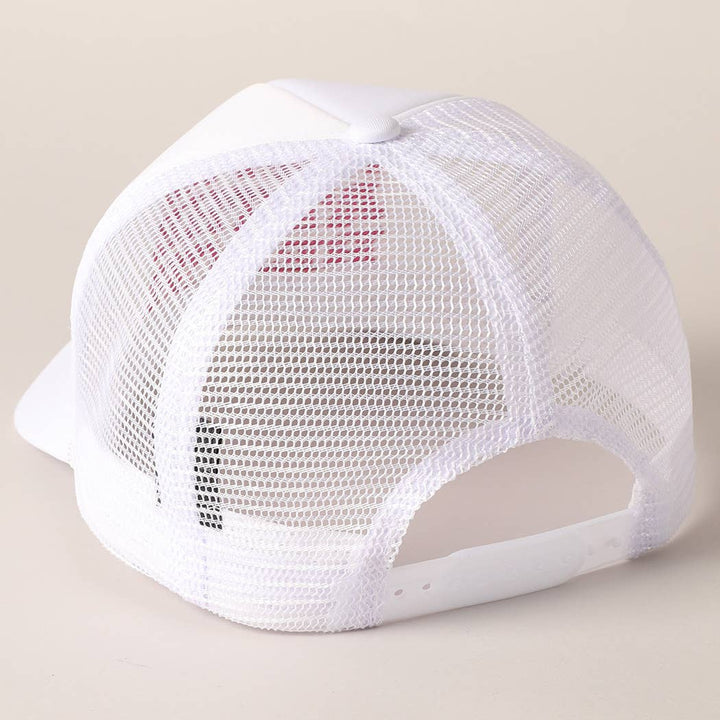 Meet Me At Beach Embroidered Mesh Back Cap