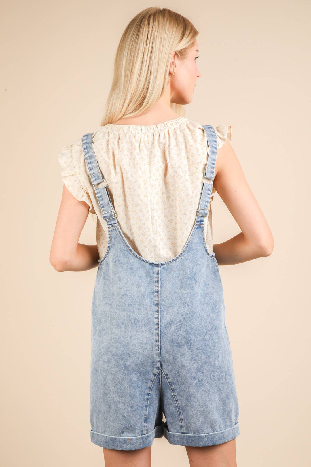NP70785-Washed Denim Casual Romper