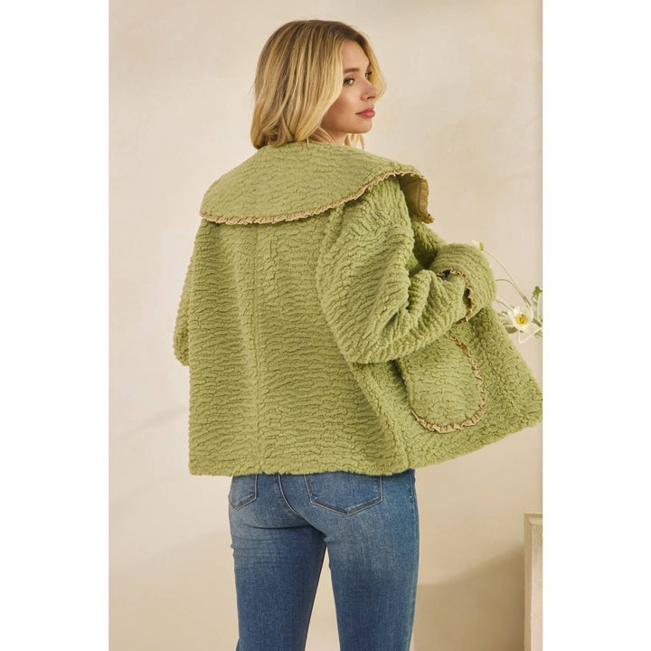 Texture Sherpa Peterpan Collar Short Jacket