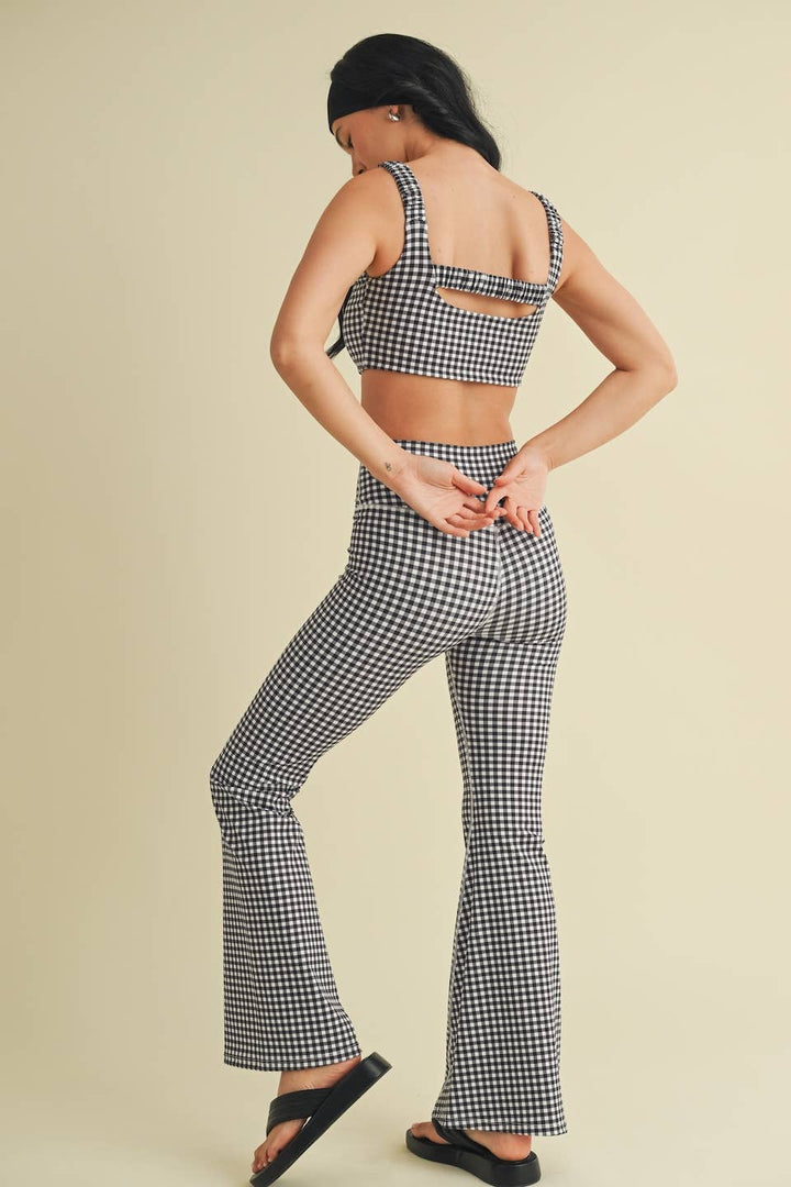 Gingham Print Ruched Bra Top
