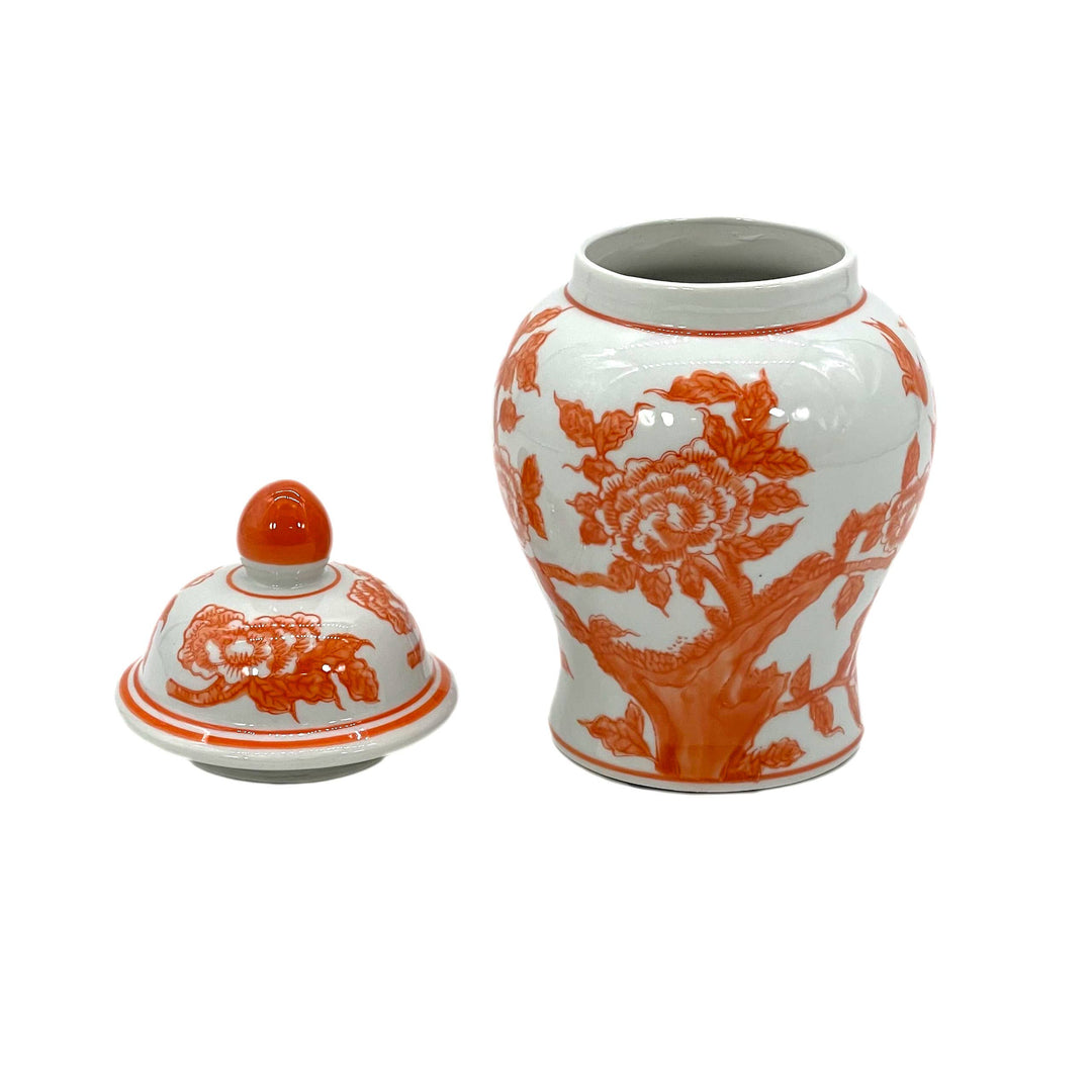 Small Chinoiserie Ceramic Decorative Tea & Ginger Jar 8"