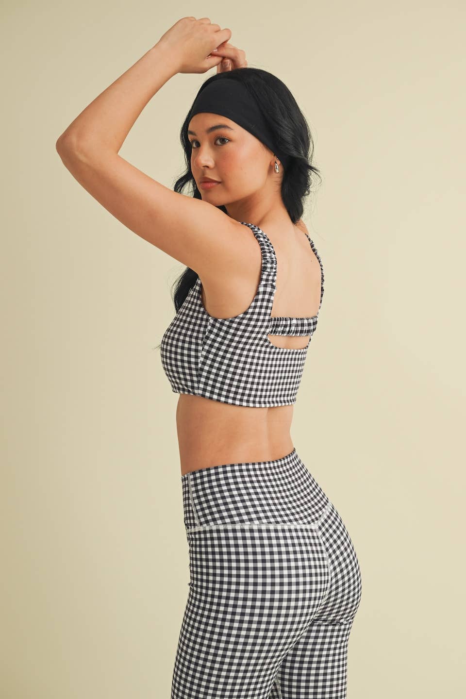 Gingham Print Ruched Bra Top