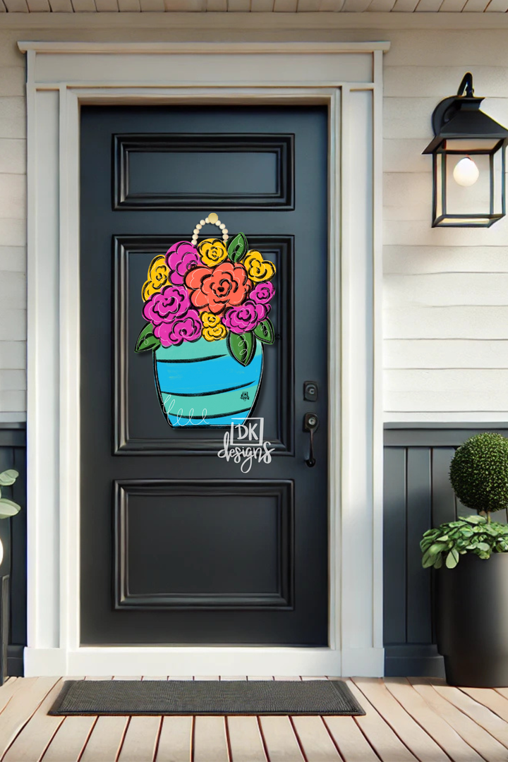 DK Blues Line Flower Jar Large Hanger