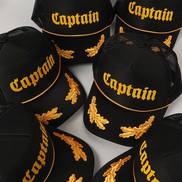 CAPTAIN Lettering Logo Foam Mesh Back Trucker Hat