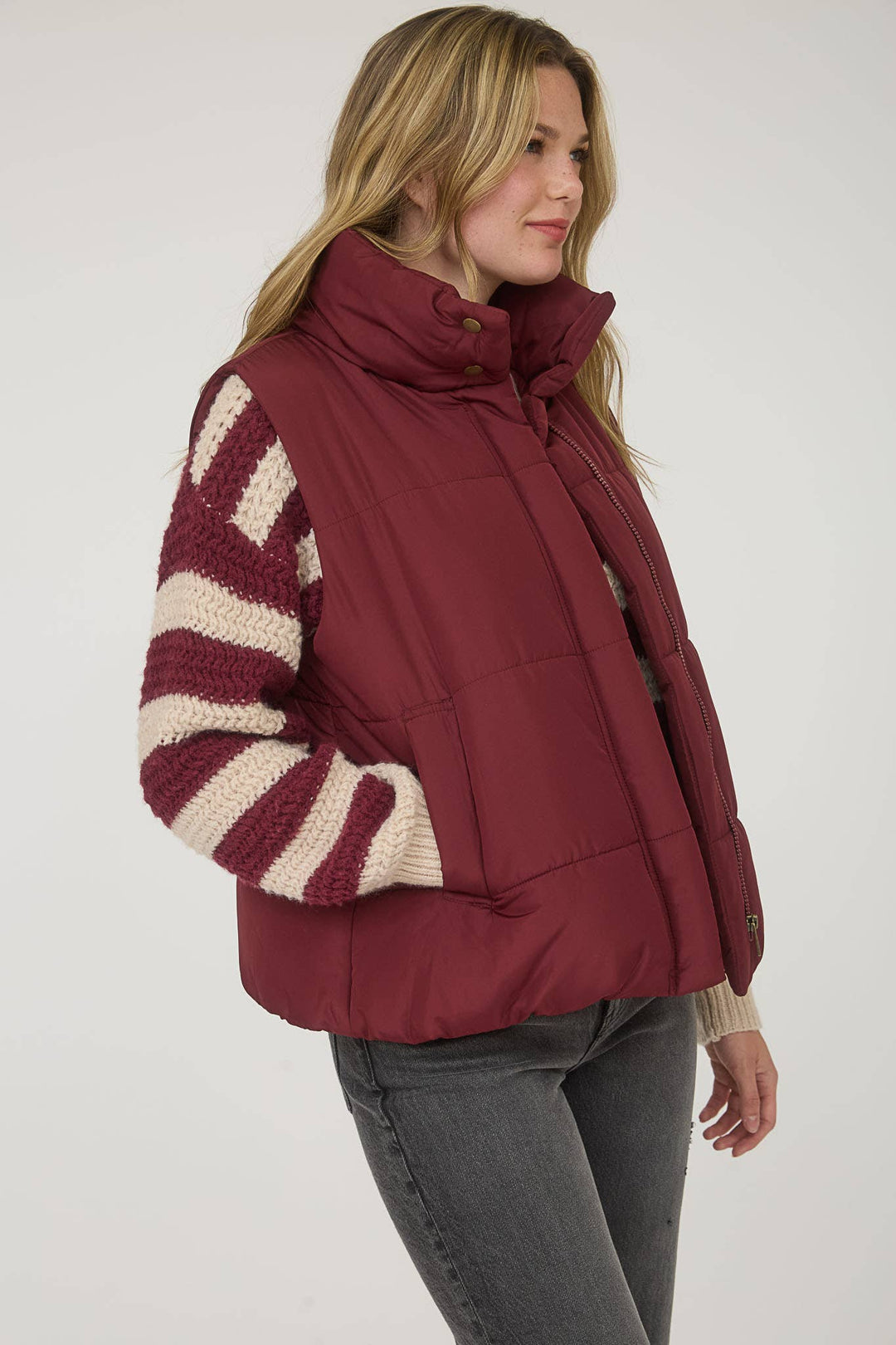 SOLID ZIP UP PUFFER VEST
