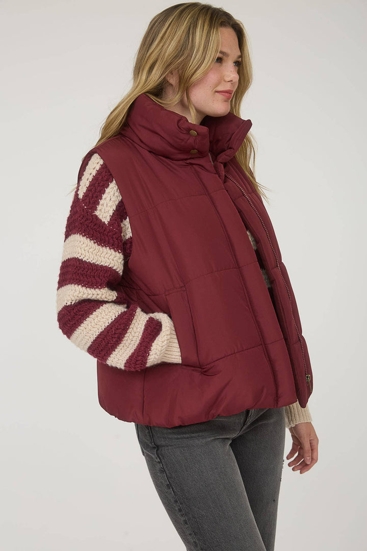SOLID ZIP UP PUFFER VEST