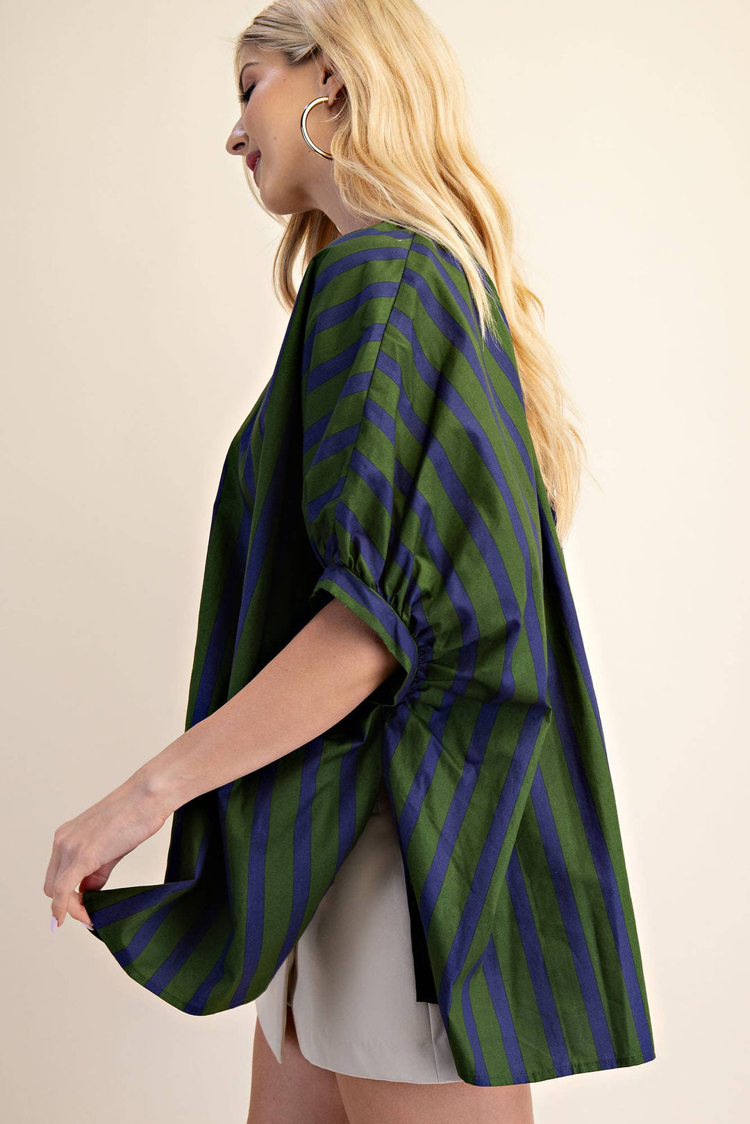 V-Neck Placket Oversized Top