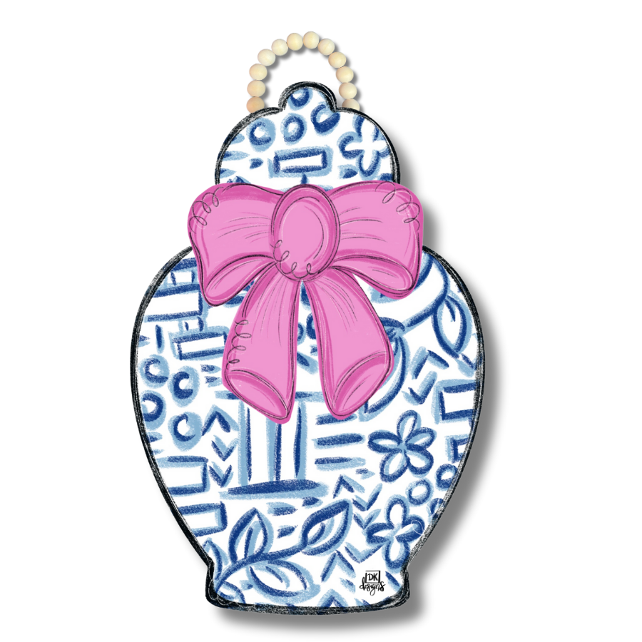 DK Chinoiserie Jar Pink Bow
