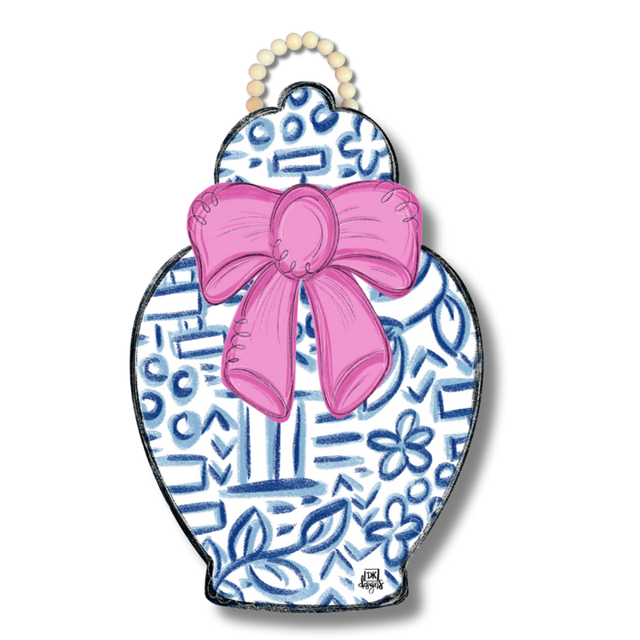 DK Chinoiserie Jar Pink Bow