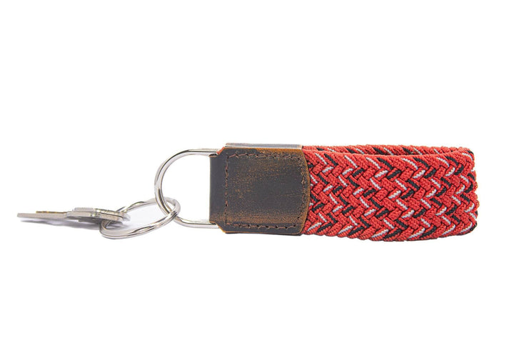 Braided Stretch Woven Red and Black Keychain