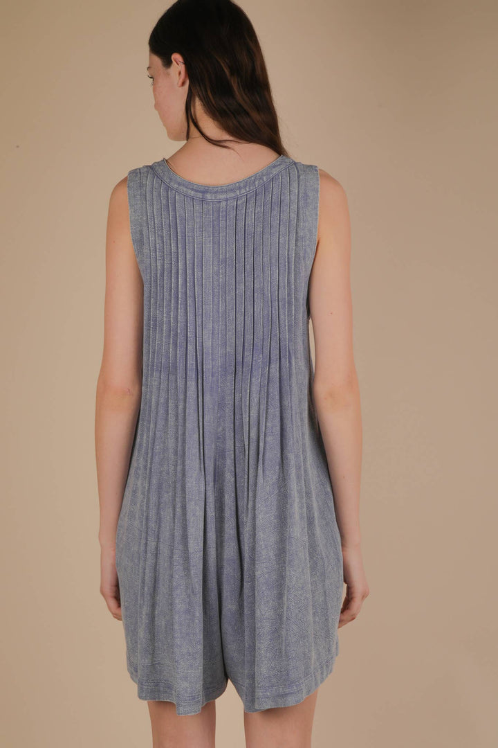 NP70876-Mineral Washed Pleated Romper