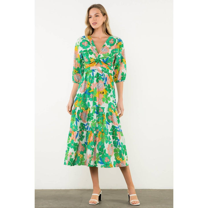 Twist Detail Floral Maxi Dress