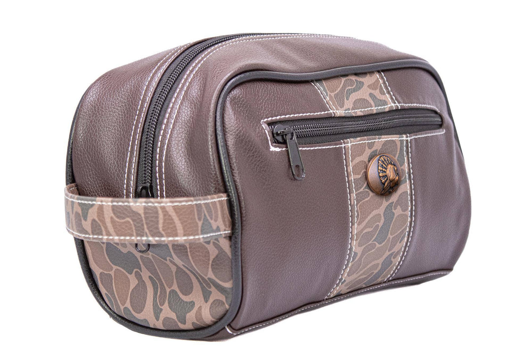 Turkey Brown Pebble Old School Camo Men's Toiletry Dopp Bag