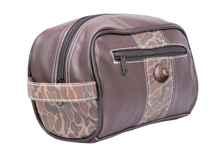 Turkey Brown Pebble Old School Camo Men's Toiletry Dopp Bag