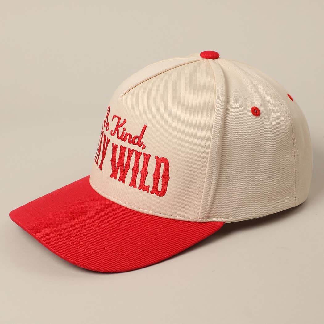 Be Kind Stay Wild Lettering Embroidery Trucker Hat