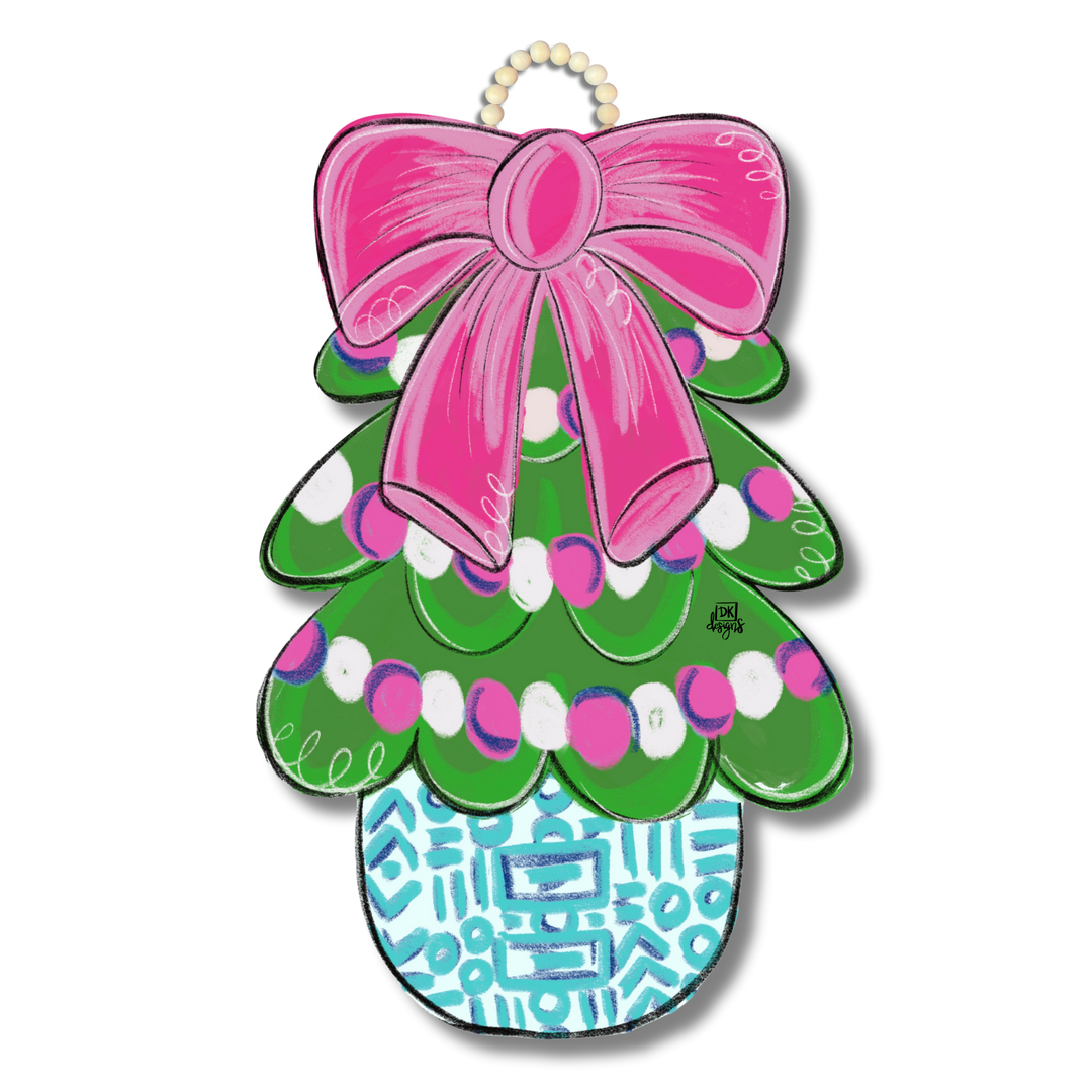 Pink Chinoiserie Tree Hanger Door Hanger