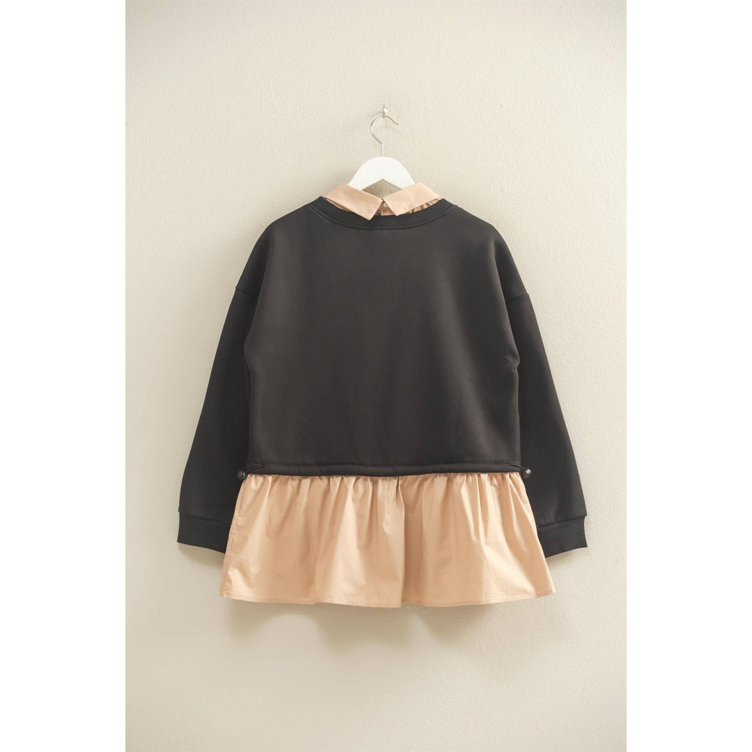 Collared Mixed Media Sweatshirt