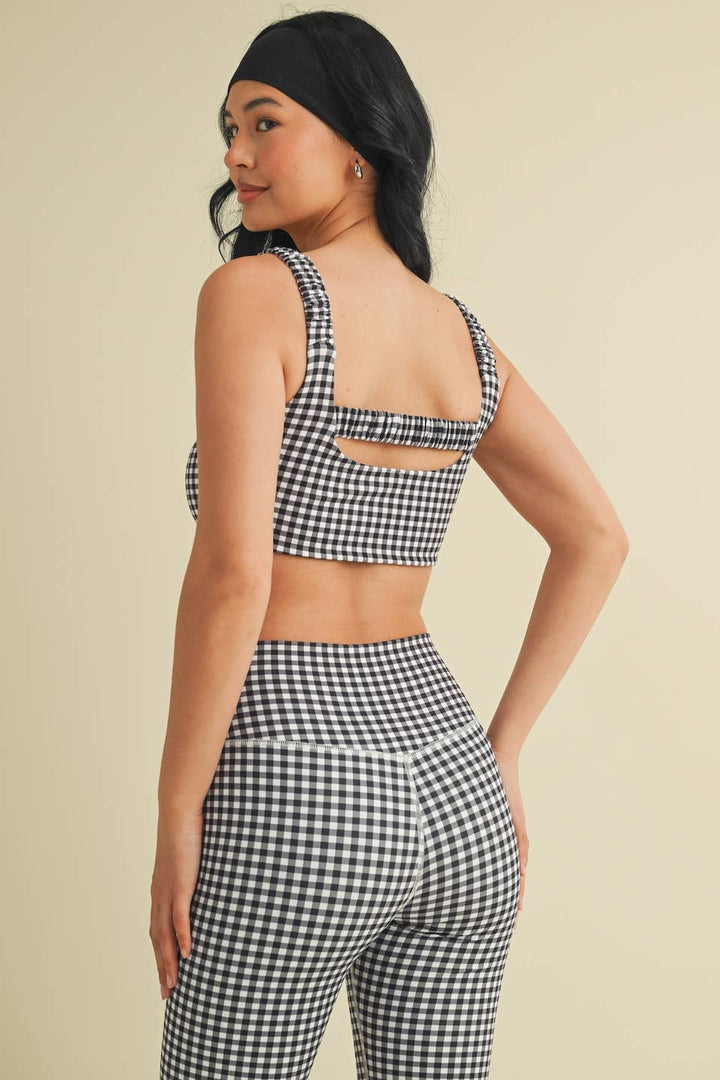 Gingham Print Ruched Bra Top