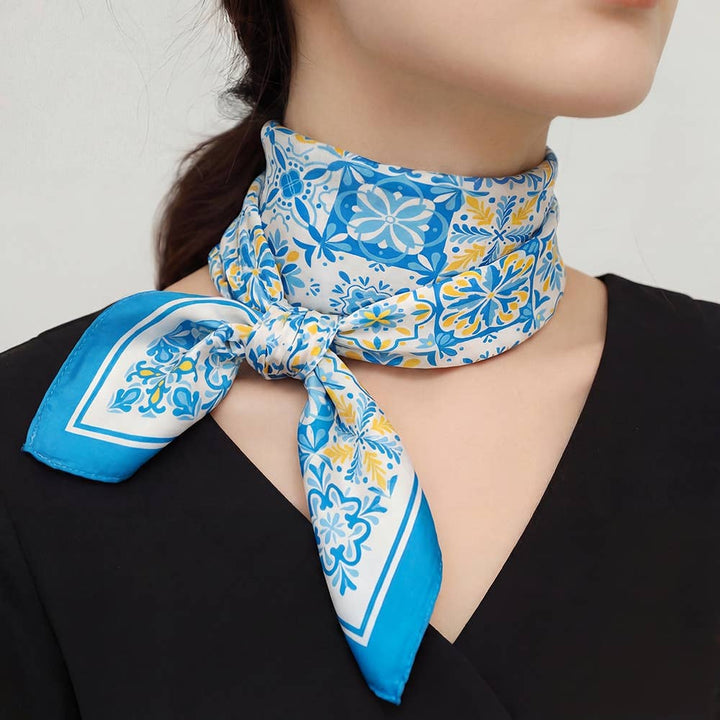 Mosaic Tiles Print Pink Square Bandana Scarf