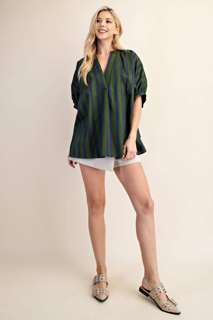V-Neck Placket Oversized Top