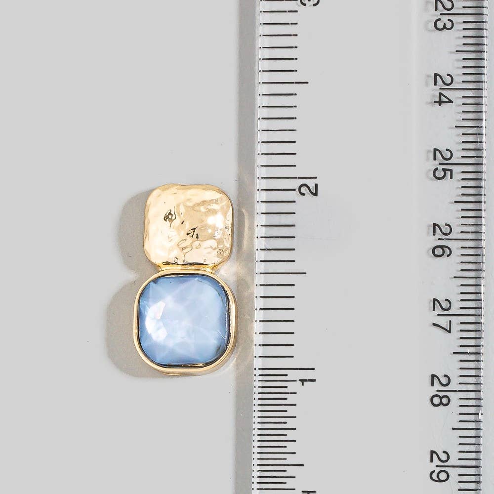 Multi Texture Square Stone Drop Earrings