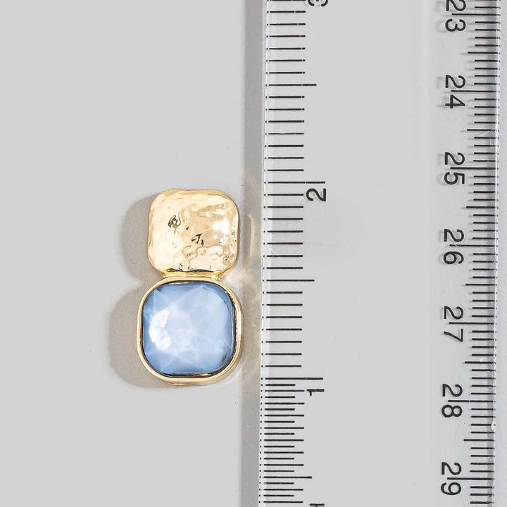 Multi Texture Square Stone Drop Earrings