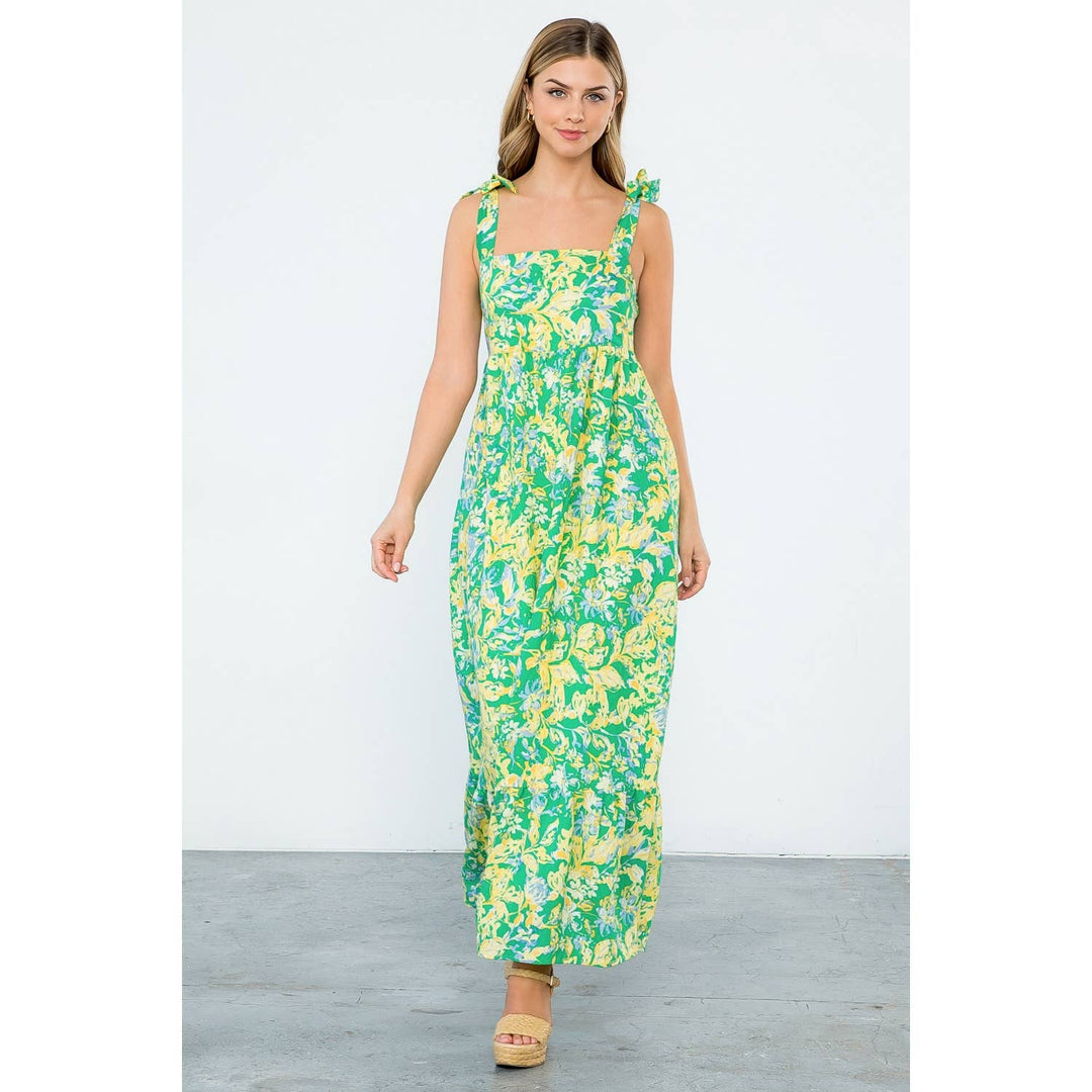 Floral Print Tiered Sleeveless Dress