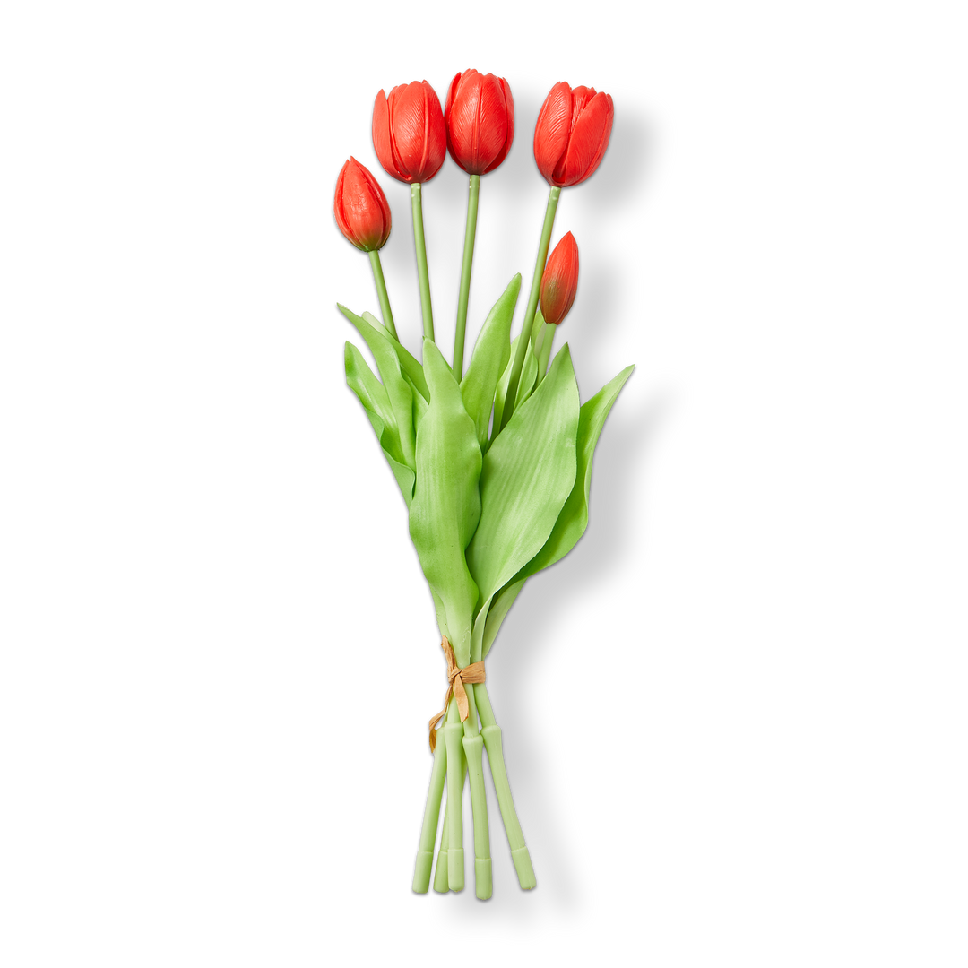 Soft Touch Faux Tulip Bunch Red Silicone Spring