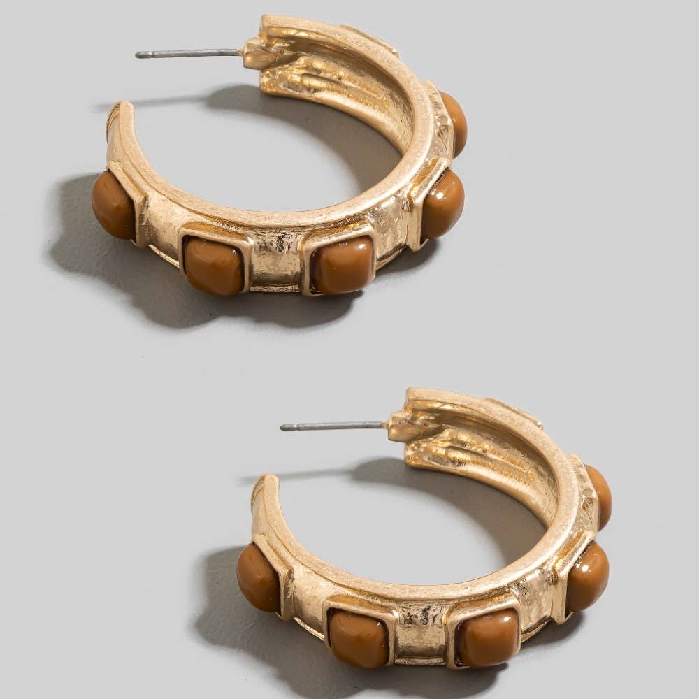 Square Pearl Hoop Earring