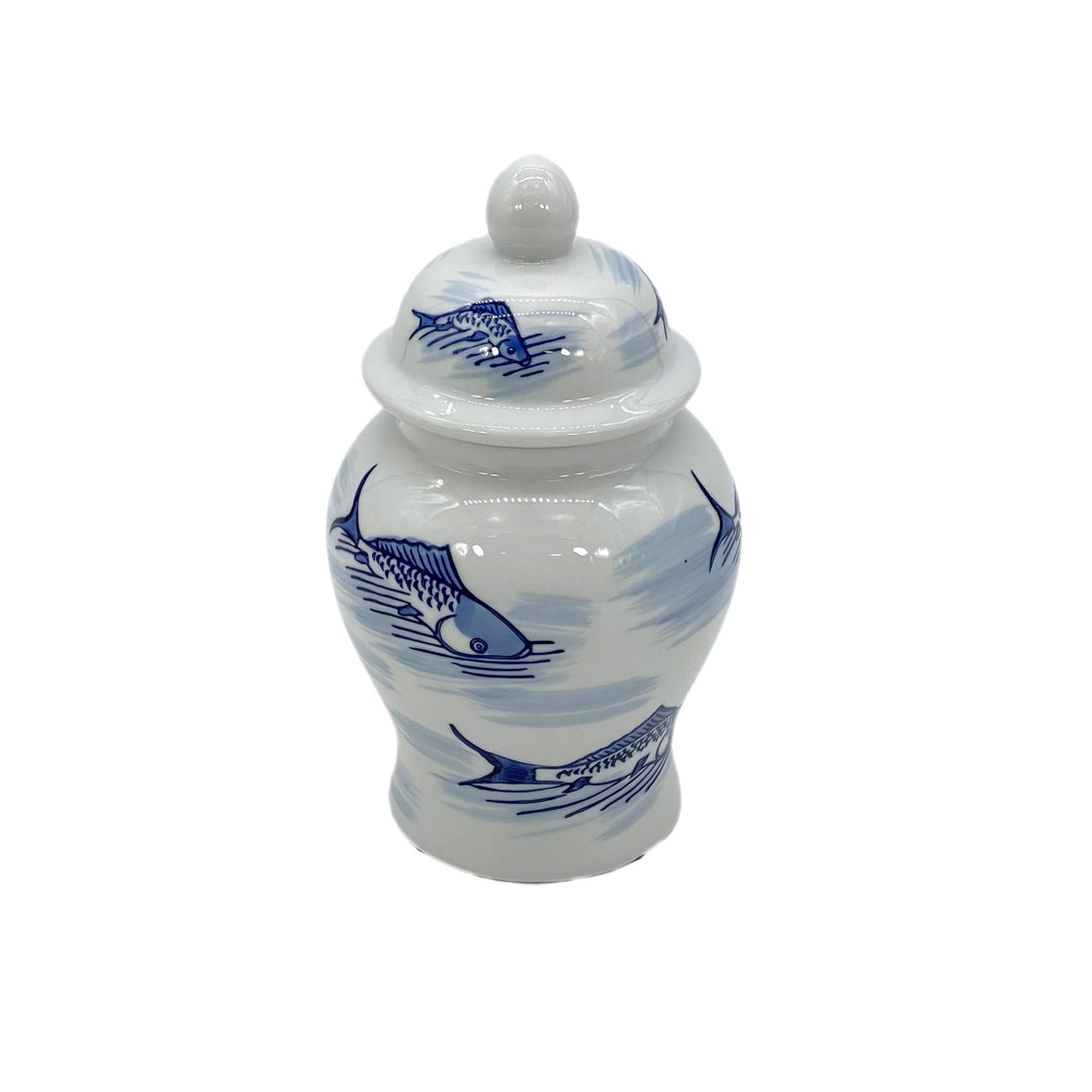 Small Chinoiserie Ceramic Decorative Tea & Ginger Jar 8"