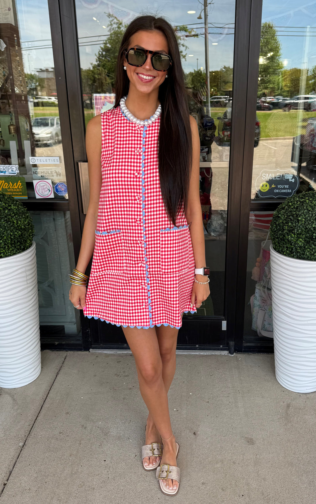 Entro Red Gingham Short Dress